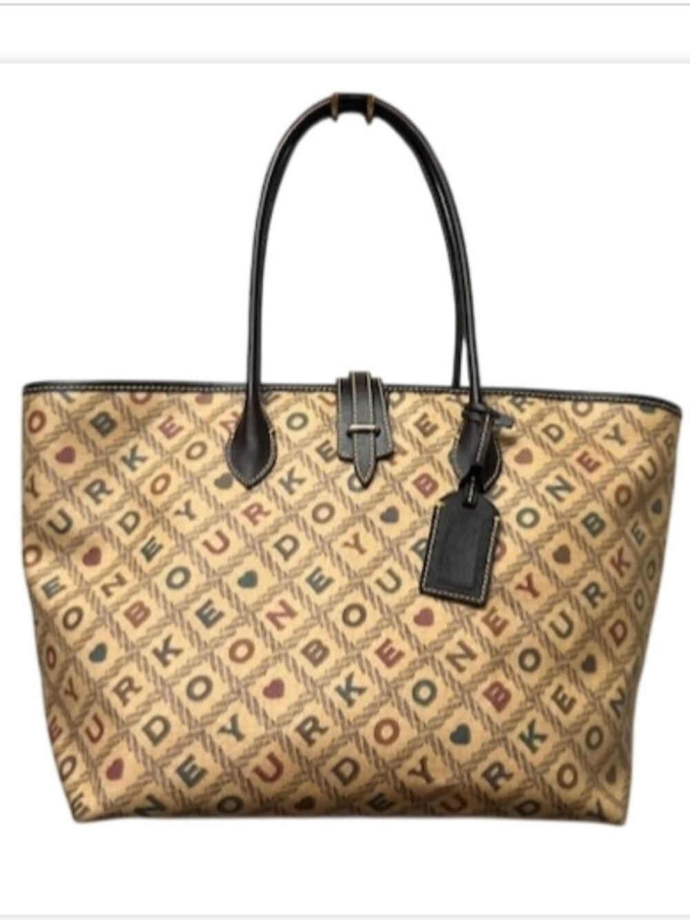 Dooney & Bourke Large Cindy Tote – NWOT - Coated Canvas, Burgundy/Teal Monogram